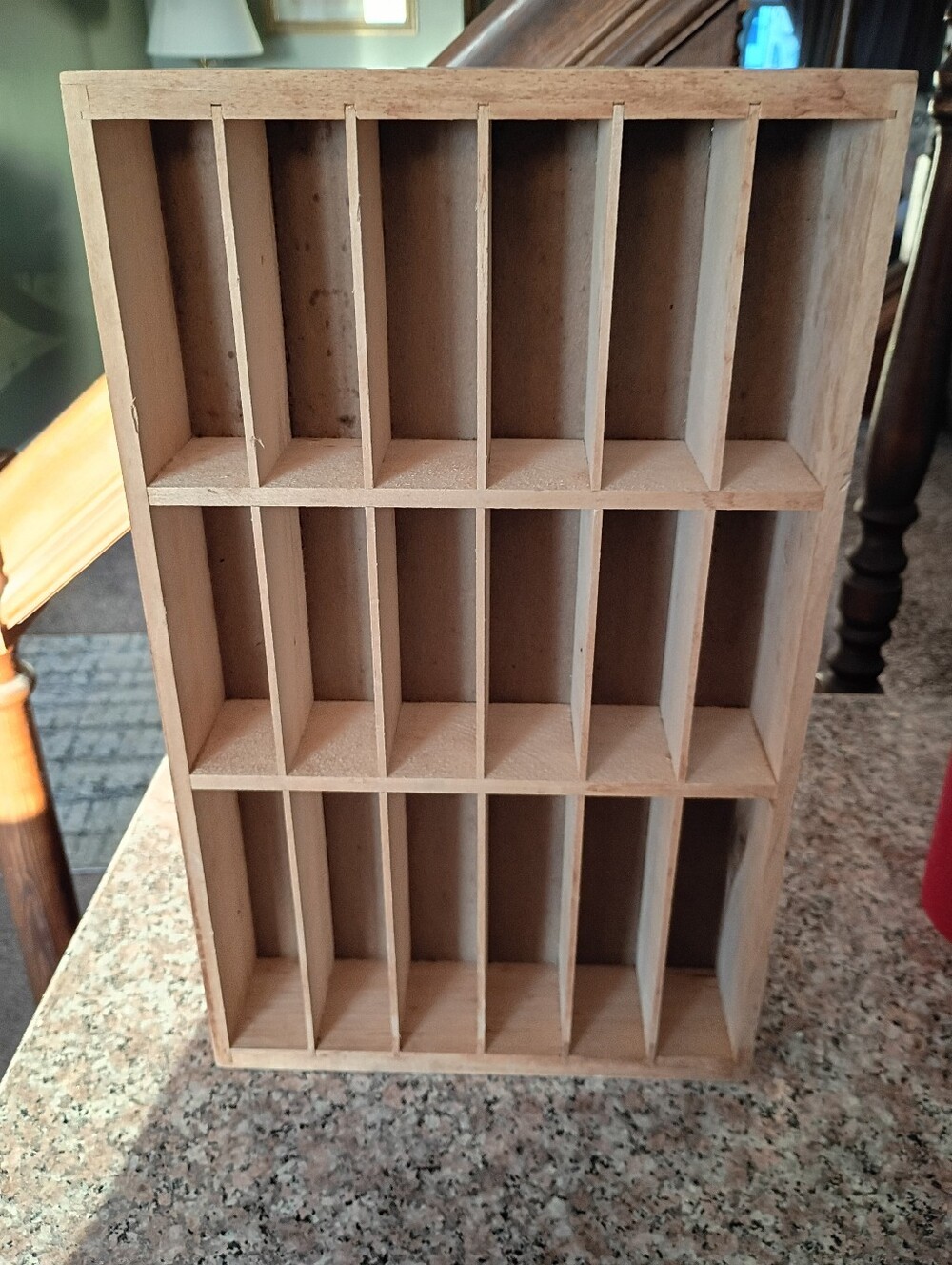 Vintage Trinket Wood Display Shelf, Cottage Core, Printer Style Slots